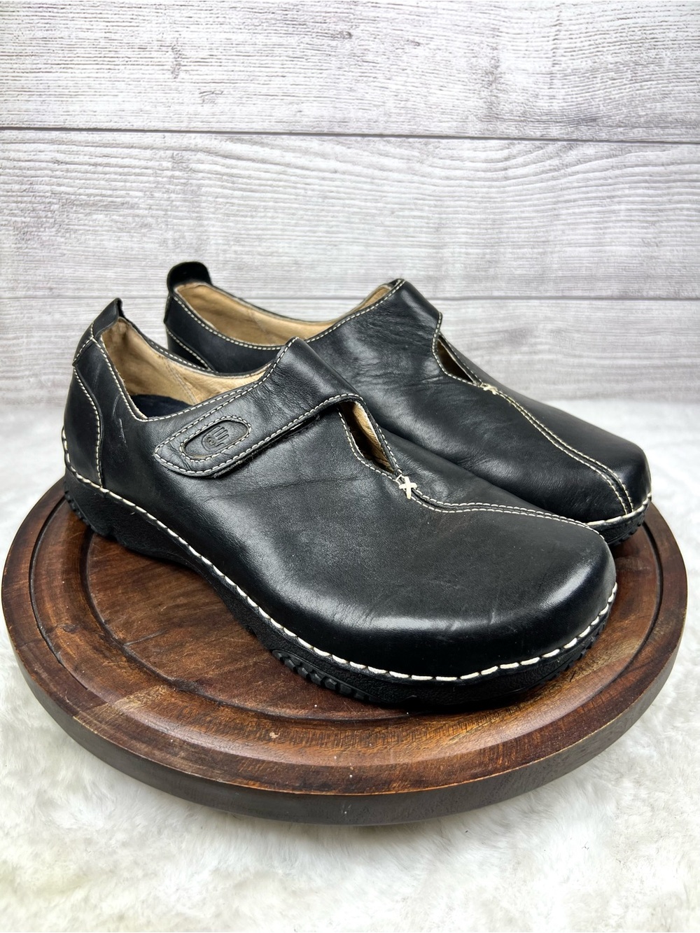 TEVA Ancona 6918 Black Leather Loafer Walking Shoes Womens 10 Clogs Mary Jane